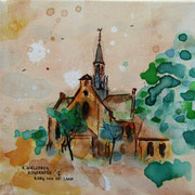 "Kogerkerk" 2017, acryl en inkt op canvas, 30x30cm VERKOCHT