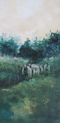 "Drentse schapen" 2018, acryl en inkt op canvasdoek, 60x120cm VERKOCHT