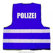 Warnweste blau Polizei und THW sowie Sicherheitsdienst