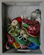 Weihnachtliches im Holzkasten/ Öl auf Holz/ 24x30cm/ Dezember 2022
