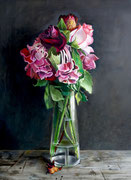 Blumenstrauß 2  30x40 cm/ Öl auf Holz/gerahmt/ Oktober 2023, (verkauft)