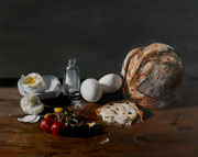 Stillleben mit Eier und Brot/ 50x40 cm/ September 2024