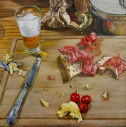 Abendbrot/ 50x50 cm/ April 2022/ Öl auf Leinwand, (verkauft)