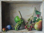 Obstkasten/ 40x30 cm/ Öl auf Holz/ Oktober2023 
