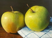 Zwei Äpfel/ 40x30 cm/ Öl auf Holz/ März 2026