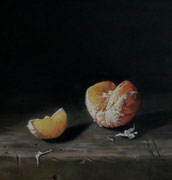 Orange/30x30 cm/ Öl auf Holz/ Dezember 2023 (verkauft)