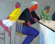 Scène de bar - Huile sur bois - 2011 - 29 x 23 cm 