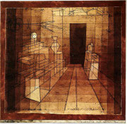 Perspective mit offener Türe 1923, 143; aquarell. Ölpause 26,2x26,8cm; Rosengart Luzern
