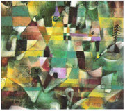 Landschaft mit gelbem Kirchturm 1920,122 Öl/Karton 48,2x54cm St.gem. Smgl.München