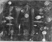 grosses Fischbild-Fischzauber 1925 /85, Öl&Wasserf. 77x89cm, Philadelphia M.A.