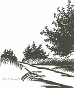 "Apfelbäume im Hunsrück", 1975, Tusche, (42 x 59,4 cm / Ausschnitt)