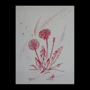 Mai: "Löwenzahn in Rot", 1970, rote Tusche (40 x 30 cm) 