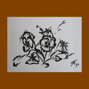 April: Stiefmütterchen, 1973, Tusche (21 x 27,6 cm) 
