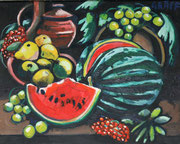 "Stillleben mit Melone und Birnen", Öl auf Leinwand, 40x50 cm, 2020;  F. N. 117 - (2020: 14)