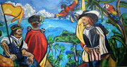 Die Entdeckung des Pazifik. Vasco Núñez de Balboa, Panama - 25. 9. 1513, 11 Uhr, Öl auf Jute, 120x230cm, 2009/2010