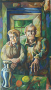 Interieur mit meinen Großeltern (Rudolf und Leopoldine Gräff), 140x80 cm, 2004
