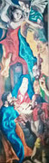 Paraphrase auf El Creco: "Anbetung der Hirten", etwa 190x70 cm (?), 2004 (?)  (Foto unten abgeschnitten, aber höhere Auflösung)
