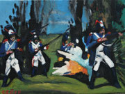 "Französische Infanterie beim Angriff auf Smolensk", Öl auf Leinwand, 30x40 cm, 2020;  F. N. 125 - (2020: 22)