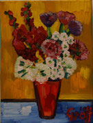 NICHT MEHR ERHÄLTLICH, Kleiner Blumenstrauß mit Gladiolen und Gerbera, 40x30 cm, 2012