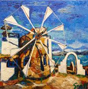 "Windmühle auf Santorin", 50x50 cm, 2014