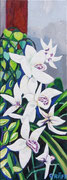 NICHT MEHR ERHÄLTLICH   "Weiße Orchideen", Öl auf Leinwand, 80x30 cm, 2019;  F. N. 81 - (2019: 7)