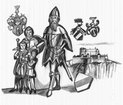 Evolution of the Von Graben family. Ulrich I von Graben († before 1325), ancestor of the Kornberg line (at Styria) of the family with his sons (2024)