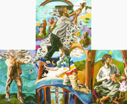 NICHT MEHR ERHÄLTLICH, Triptychon `Irdisches-Himmlisches`, 120x80/230x120/120x80 cm, 2006