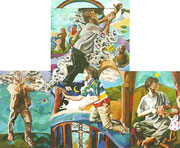 NICHT MEHR ERHÄLTLICH, Triptychon `Irdisches-Himmlisches`, 120x80/230x120/120x80 cm, 2006