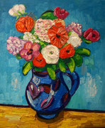 NICHT MEHR ERHÄLTLICH, Kleines Blumenstück in blauer Vase, 60x50 cm, 2010 (?)