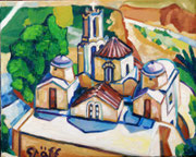 "Kirche Panagia Episkopi auf Santorin", 40 x 50 cm, 2014