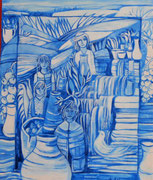 Série fenêtres bleues acrylique #5 L'EAU   SOURCE  DE  VIE