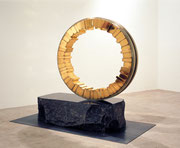 "Circle - harmony (C-16)” H.155(⌀120)x140x50cm / brass, stainless steel / 1994