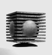 “Space - in the cube (K-26)” H.24x20x20cm / corten steel / 1987