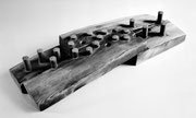 "Face - level  (K-20)"　　　　　　　　　H.6x43x14cm / mild steel, wood / 1987