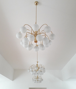TZ Schimidt Set of Three Grand Chandelier, Brass Murano Opal Glass, 1980s - PN.Modern pnmodern
