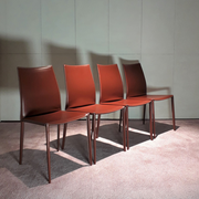  Giancarlo Vegni & Gianfranco Gaultierotti  Set of Four Dining Chairs for Fasem  Steel, Hard Leather  Italy, c. 1979 - PN.Modern pnmodern