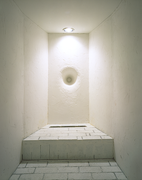 Untitled,  plaster, glass, mirror, brick, lime, water, light, lime, mixed media installation, Size: 6050x12590x3750(h)mm,Vancouver Art Gallery, 1993, photo:Trevor Mils
