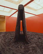 Labour12, faux fur, glass, brick, iron, mirror, bulb, picture, circular saw blade, artificial flower, mixed media installation, Size:14000x10000x2900(h)mm, Museum of Contemporary Art Tokyo, 1995, photo: Ueno Norihiro