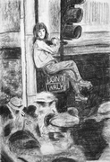 All In Sight – charcoal on paper, 2024 (59 x 40cm)