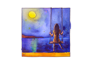 Longing – Watercolour and ink on paper, 2023 (10 x 10cm)