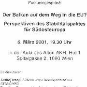 Einladung zu "Der Balkan auf dem Weg in die EU?"