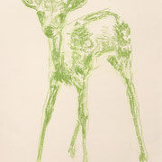 Drawing, serie Green Deers, 40 x 50 cm, 2019, available at Deer daddy - 490 euro incl. frame