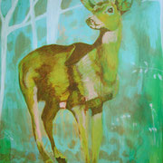 Green deer, Acrylic on canvas, 100 x 130 cm, 2007, SOLD, Private Collection Joppe