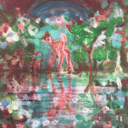 Fairytale  with Bambi, Acrylic on canvas, 24 x 18 cm, 2019, available at Deer Daddy - 440 euro