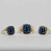 moderne Siegelringe aus 750er Gold mit Wappengravur mit Schirftband