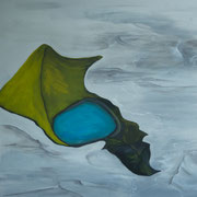 CRATER LAKE - 80x80cm, Pigmente und Acryl auf Leinwand
