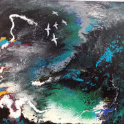 OUR PLANET I  -  80x80 cm, Mischtechnik auf Leinwand