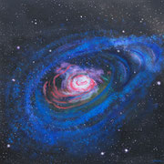 SPIRALGALAXIE  -  80x80 cm, Pigmente und Acryl auf Leinwand