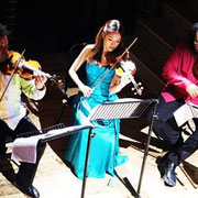 Wilton's Music Hall, Peter Sheppard Skærved, Midori Komachi, Clifton Harrison. Photo: Marius Skærved