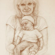 "Oma and Tommy", Pencil on fine art paper, 12" X 9"